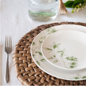 Eukaliptusz mintás porcelán étkészlet Tognana 18 részes