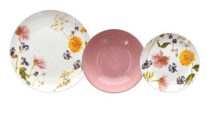 Virágos porcelán étkészlet, Tognana, Audrey, 18 részes